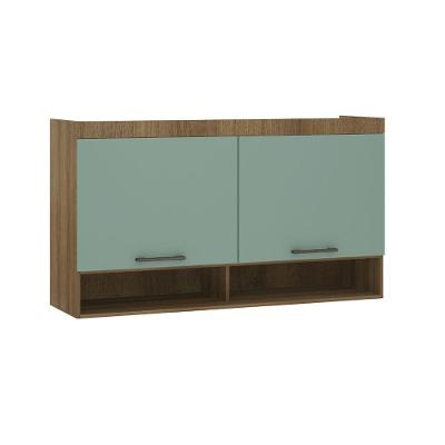 Armário Aéreo Maleiro Modulado 145cm 2 Portas Basculantes Paris Luciane Móveis Avelã Pf Com Verde Pf