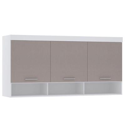 Armário Aéreo Maleiro Modulado 165cm 3 Portas Alpes Luciane Móveis Branco Pf Com Cinammon Pf