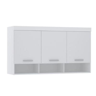 Armário Aéreo Maleiro Modulado 145cm 3 Portas Alpes Luciane Móveis Branco Pf Com Branco Pf