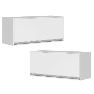 Kit 02 Armários Aéreo Multiuso 60cm Basculante Branco Fosco