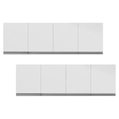 Kit 02 Armários De Cozinha Aéreo 160cm 4 Portas Branco