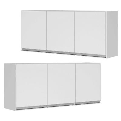 Kit 02 Armários Aéreo 120cm Mdf 03 Portas Branco Tx Fosco