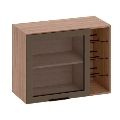 Armário Aéreo 80 Cm 1 Porta Vidro Fumê Com Adega Etna Poliman Móveis Carvalho Oak