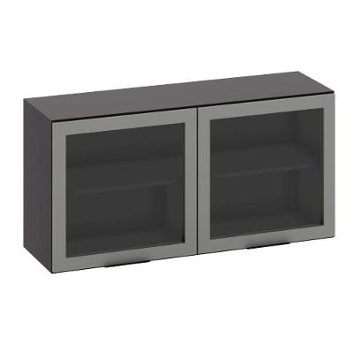 Armário Aéreo 2 Portas Vidro 120cm Etna Poliman Móveis Grafite
