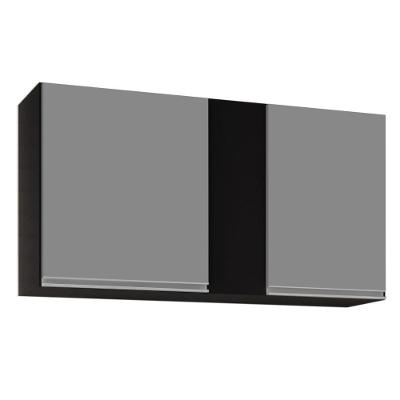 Armário Aéreo 100cm 2 Portas Indiana Preto cinza