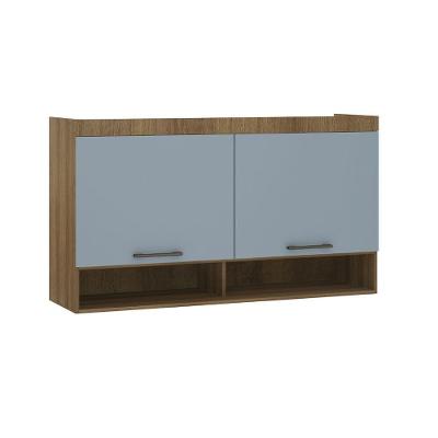 Armário Aéreo Maleiro Modulado 145cm 2 Portas Basculantes Paris Avelã Pf Com Grey Sky Pf