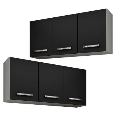 Kit 2 Armários Aéreos Honduras 03 Portas 120Cm Branco/Preto - Lumil Móveis