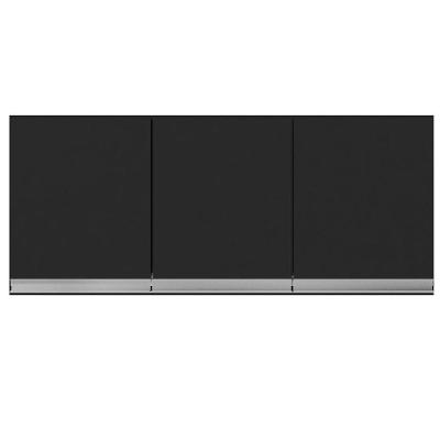 Armário Aéreo Cozinha 3 Portas 120 Cm Preto Fosco