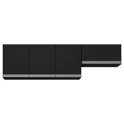 Conjunto De Armários Aéreo 120cm 100% Mdf Preto Tx Fosco