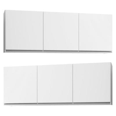 Kit 2 Armários Aéreos 150Cm 3 Portas Argélia Branco - Lumil