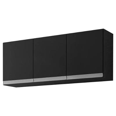 Armário Aéreo De Cozinha 3 Portas 120Cm Andréia Preto