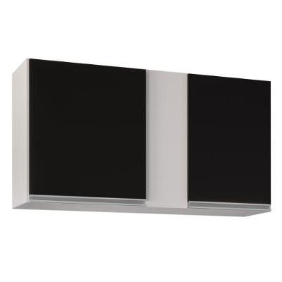 Armário Aéreo De Cozinha 100cm 2 Portas Indiana Branco/preto - Lumil Móveis