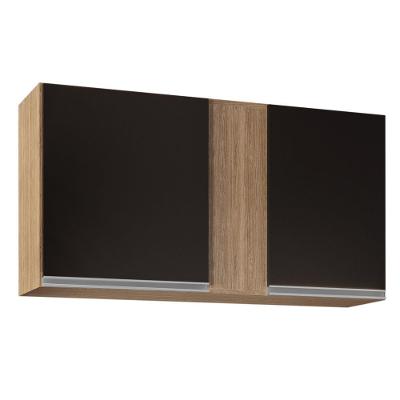 Armário Aéreo 100cm 2 Portas Indiana Castanho preto
