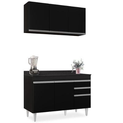 Armário Virgínia E Balcão Com Tampo Michigan 120Cm Preto - Lumil