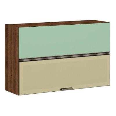 Armário Aéreo 120cm 2 Portas Bronze Dourado Com Verde Jade