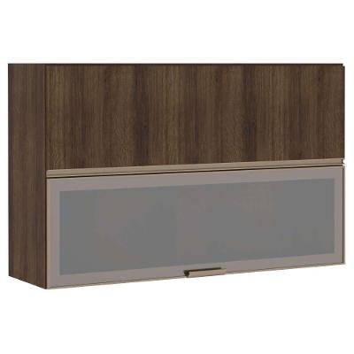 Armário Aéreo 120cm 2 Portas Prata Dourado C/ Dourado