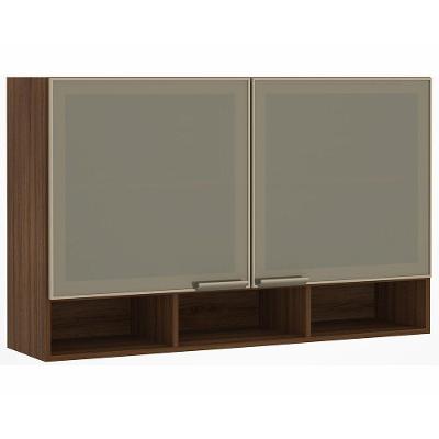 Armário Aéreo 120cm 2 Portas Em Inox E Bronze Dourado