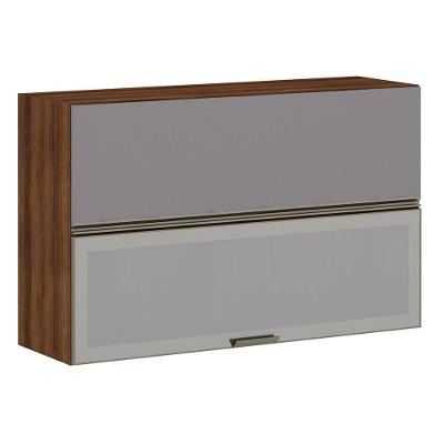Armário Aéreo 120cm 2 Portas Prata Dourado Com Cinza Puro