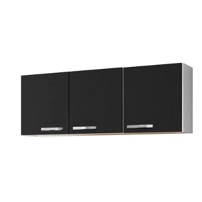 Armário Aéreo 3 Portas 150cm Lumil Móveis Branco e Preto