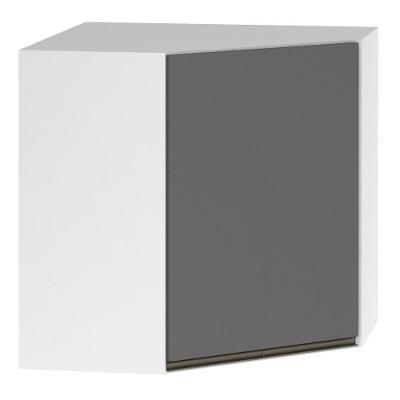 Armário Canto Diagonal 2 Portas Branco Polar C/Cinza Puro