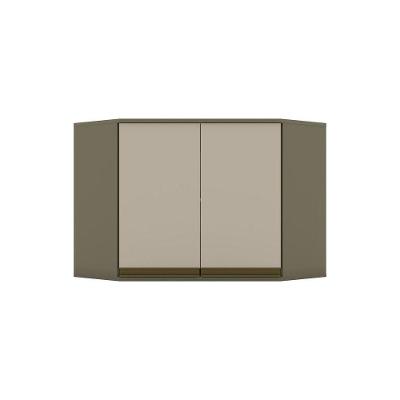 Armário Aéreo Canto Oblíquo 02 Portas Connect Henn Duna Com Cristal