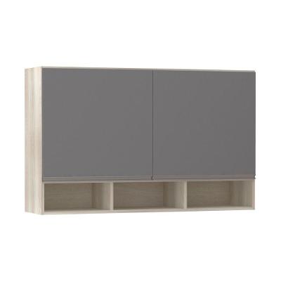 Armário 120cm 2 Portas C/Nicho Legno Crema C/Cinza Puro