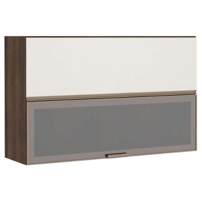 Armário Aéreo 120cm 2 Portas Prata Dourado Com Kashmir