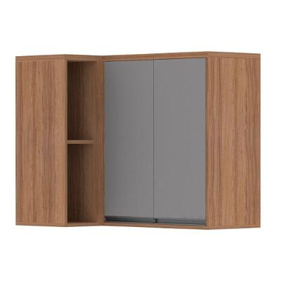 Armário Aéreo Canto 95 Cm 2 Portas 1 Prateleira Vanilla Com Cinza