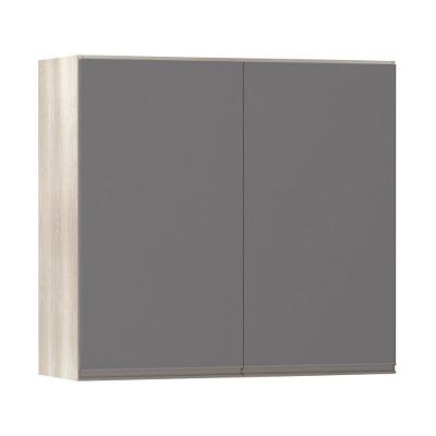 Armário 80cm 2 Portas Luci Legno Crema C/Cinza Puro
