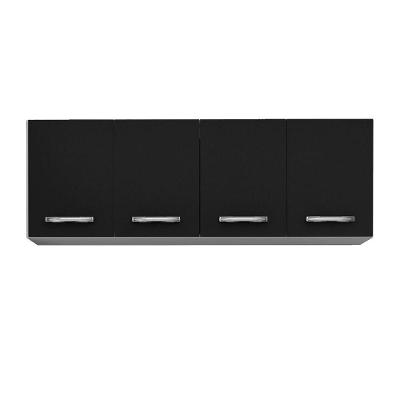 Armário Aéreo Panamá 04 Portas 160Cm Branco/Preto - Lumil Móveis