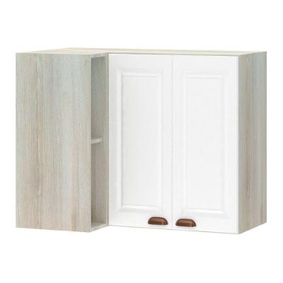 Armário Aéreo Canto Conjugado 2 Portas Lateral Crema Com Branco