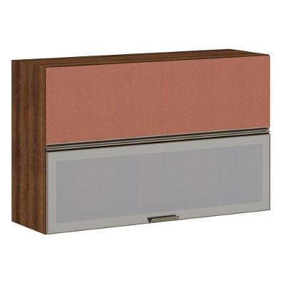 Armário Aéreo 120cm 2 Portas Prata Dourado Com Gaia