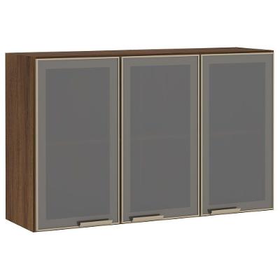 Armário Aéreo 120cm 3 Portas Em Inox E Prata Dourado