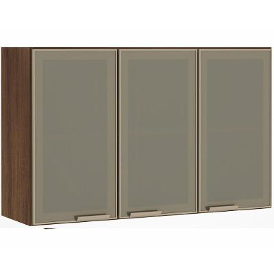 Armário Aéreo 120cm 3 Portas Em Inox E Bronze Dourado