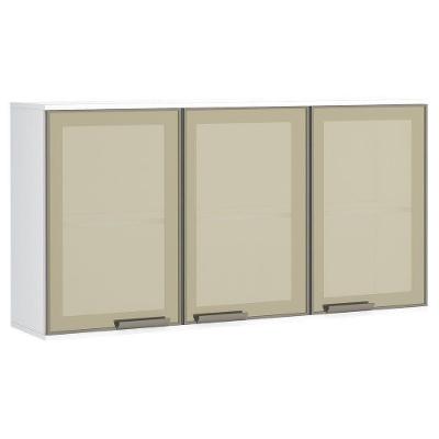 Armário Aéreo 120cm 3 Portas Em Inox E Vidro Reflecta Bronze