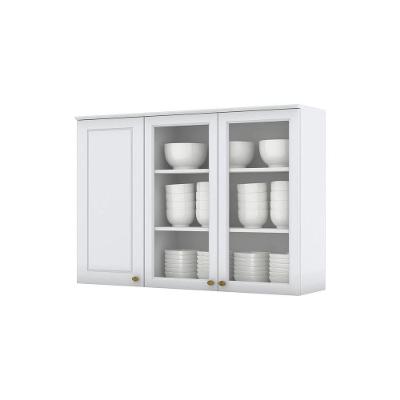 Armário Aéreo 3 Portas De Vidro 120Cm Americana Henn Branco