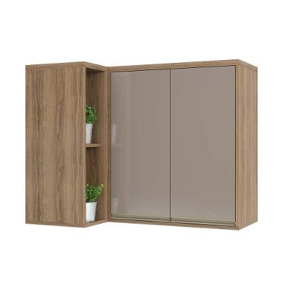 Armário Aéreo Canto Reto 95cm 2 Portas 1 Prateleira Mel