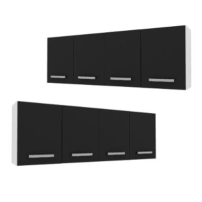 Kit 2 Armários Aéreos Panamá 4 Portas Branco Preto Lumil