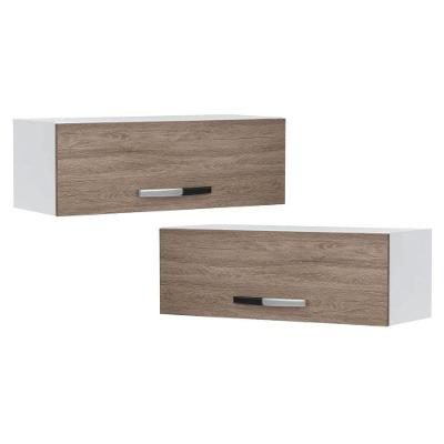 2 Armários Aéreos Geladeira 1 Porta Veneza Branco Castanho