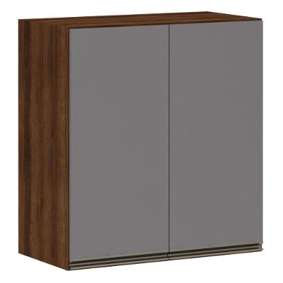Armário Para Cozinha 70 Cm 2 Portas Dourado Com Cinza Puro