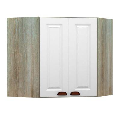 Armário Canto Diagonal 2 Portas Legno Crema Com Branco Pet