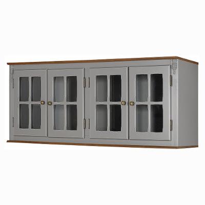 Aéreo Cozinha 160cm 4 Portas Vidro Laca Cinza