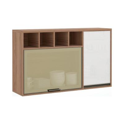 Armário Aéreo 120cm 1 Porta 1 Porta Basculante Vidro Reflect