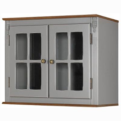 Aéreo Cozinha 80cm 2 Portas de Vidro Laca Cinza