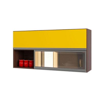 Armário Aéreo Basculante Reflecta 1,20m 2 Portas Evidence Poliman Amêndoa Com Amarelo