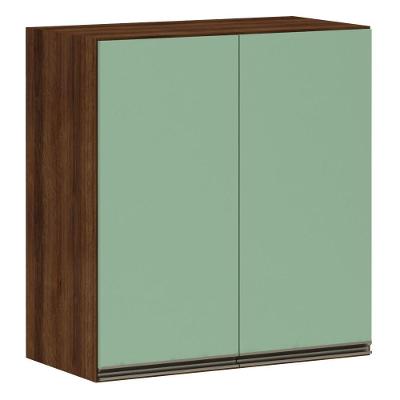 Armário Para Cozinha 70 Cm 2 Portas Dourado Com Verde