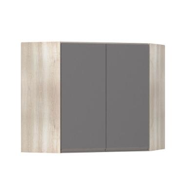 Armário Canto Diagonal 2 Portas Legno Crema C/Cinza Puro