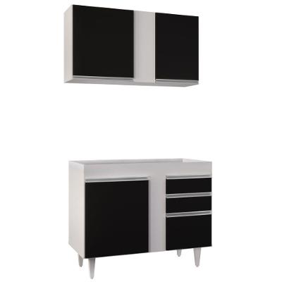 Armário Aéreo E Balcão Para Pia 100cm Luziania Branco/preto