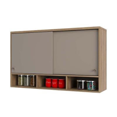 Armário Aéreo 120cm 2 Portas De Correr E Nicho Inferior Mel