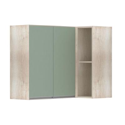 Armário Canto Reto Conjugado 2 Portas Legno Crema C/Verde